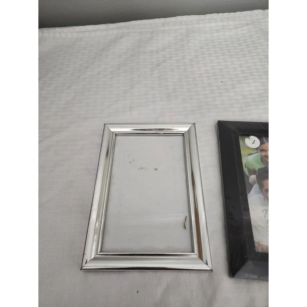Set of 3 Photo Frames 4x6 Silver Black Metallic Tabletop Picture Frame Bundle